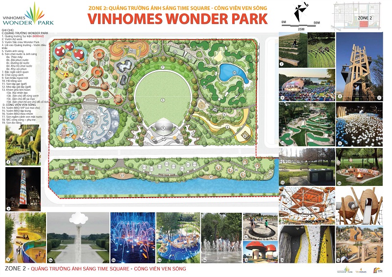 Quảng trường ánh sáng và công viên ven sông vinhomes wonder park đan phượng
